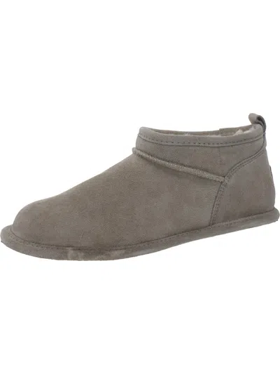 Bearpaw Super Shorty Womens Suede Wool Blend Lined Winter & Snow Boots In Grey