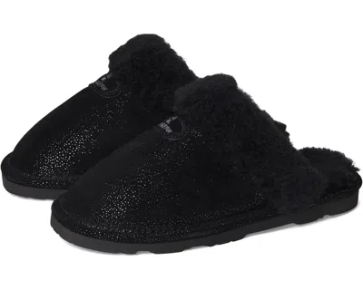 Bearpaw Women's  Loki Exotic Slipper Black Metallic Fuax Fur Lined Zap1640