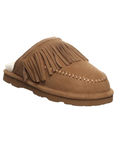 Bearpaw Women's Briony Fringe Detail Scuff Slippers In Hickory