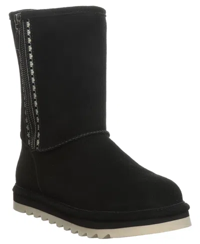 Bearpaw Women's Kimia Platform Side Zipper Short Boots In Black