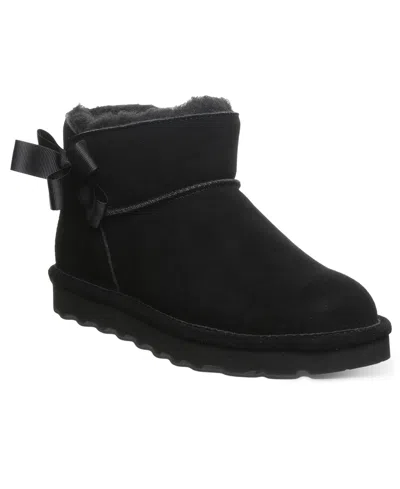 Bearpaw Women's Saige Ribbon Bow Detail Ankle Booties In Black