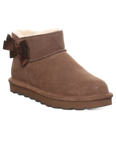 Bearpaw Women's Saige Ribbon Bow Detail Ankle Booties In Cocoa