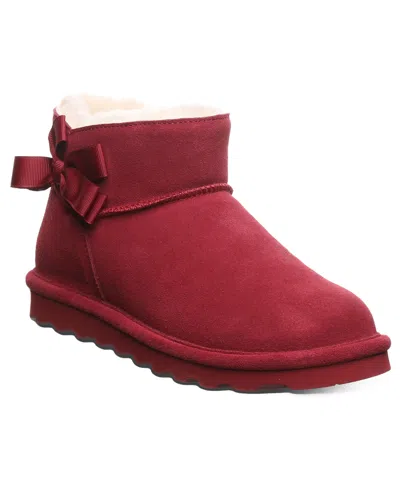 Bearpaw Women's Saige Ribbon Bow Detail Ankle Booties In Cranberry