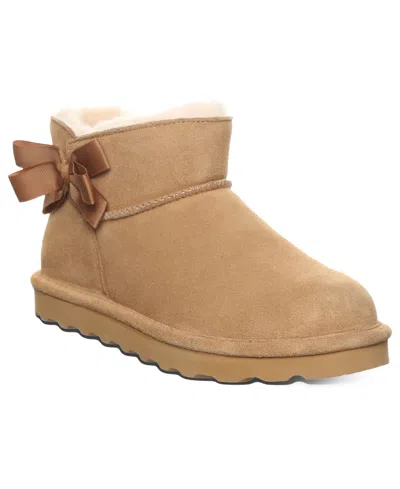 Bearpaw Women's Saige Ribbon Bow Detail Ankle Booties In Iced Coffee