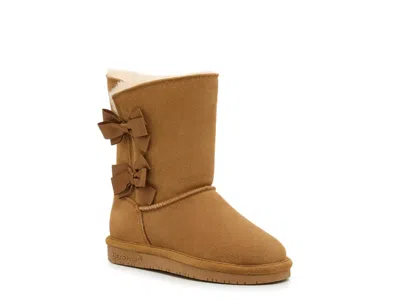 Bearpaw Zaria Bow Boot Kids' In Hickory Suede