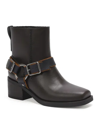 Beast Fashion Women's Moto Leather Ankle Boots In Brown In Black