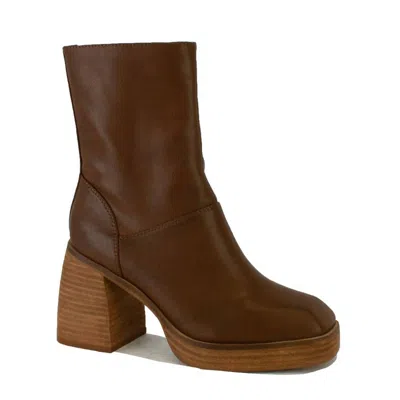 Beast Fashion Women's Platform Block Heeled Ankle Boot In Brown
