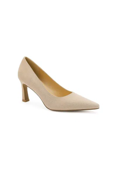 Beast Fashion Women's Pointed-toe Mid-heel Pumps In Nude In Brown