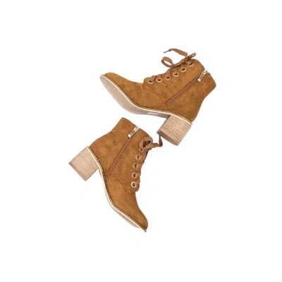 Beast Fashion Women Quinny Laced Booties In Camel