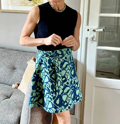 Beastly Threads Wild Dog Wrap Short Skirt In Navy/ Green And Black