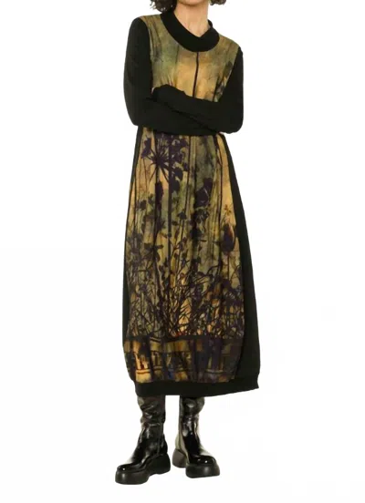Beate Heymann Long Sleeve Print Dress In Sunset In Black
