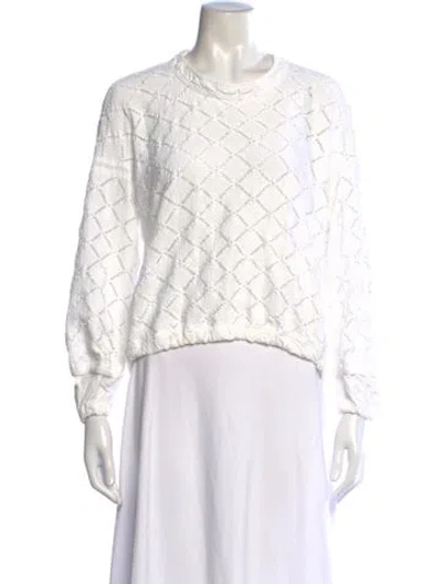 Pre-owned Beate Heymann Patterned Crew Neck Top In White