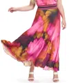Beate Heymann Wild Abstract Satin Maxi Skirt In Pink Multi In Pink