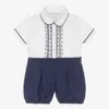 BEATRICE & GEORGE BOYS BLUE COTTON HAND-SMOCKED BUSTER SUIT