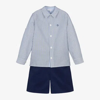 Beatrice & George Kids' Boys Navy Blue Cotton Shorts Set