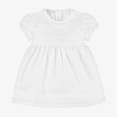 Beatrice & George Babies' Girls White Linen & Cotton Dress