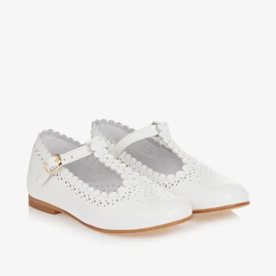 Beatrice & George Kids' Girls White Patent Leather T-bar Shoes