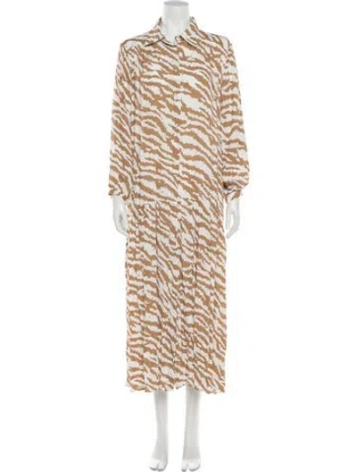 Pre-owned Beatrice B Animal Print Long Dress In Brown