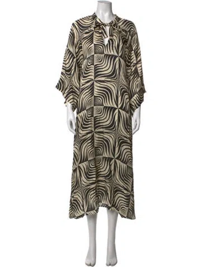 Pre-owned Beatrice B Animal Print Midi Length Dress In Neutrals