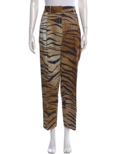 Pre-owned Beatrice B Animal Print Wide Leg Pants W/ Tags In Brown