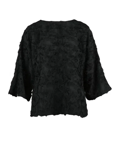 Beatrice B Black Three-quarter Sleeve Polyester Blouse