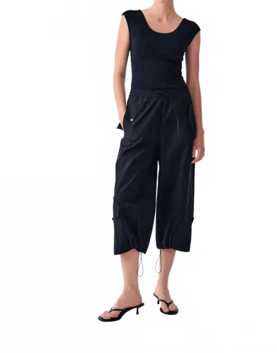 Beatrice B Cargo Trousers With Drawstring In Dark Blue In Black