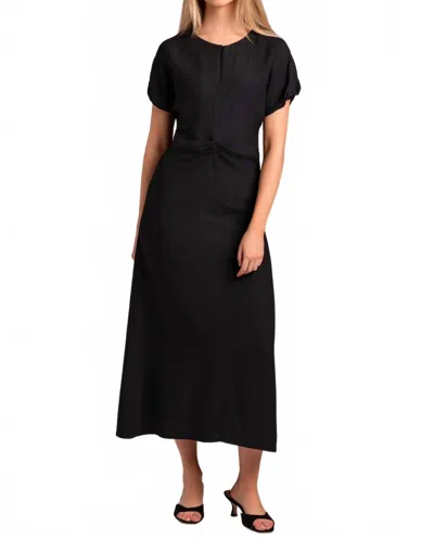 Beatrice B Cinched Midi Dress In Eclipse In Black