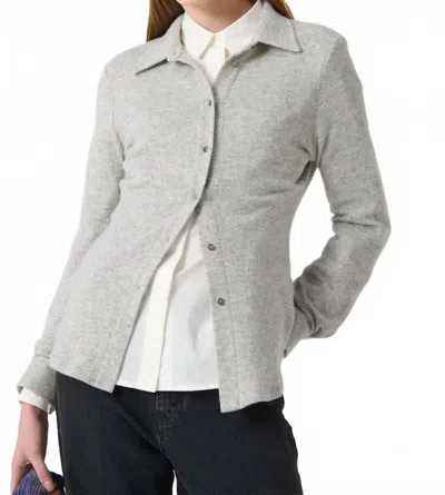 Beatrice B Collared Button-front Sweater In Heather Grey In Gray