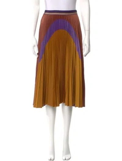 Pre-owned Beatrice B Colorblock Pattern Knee-length Skirt In Brown