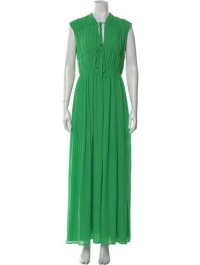Pre-owned Beatrice B Crew Neck Long Dress In Green