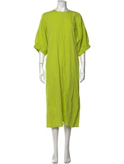 Pre-owned Beatrice B Crew Neck Midi Length Dress In Green