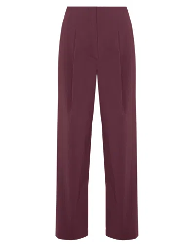Beatrice B Croc Fabric Plum Trousers In Burgundy