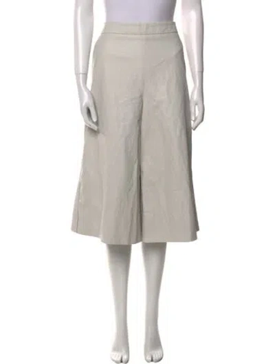 Pre-owned Beatrice B Faux Leather Wide Leg Pants In Gray