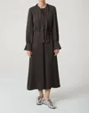 Beatrice B Flared With Scarf Midi Dress In Brown In Brown