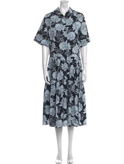 Pre-owned Beatrice B Floral Print Long Dress In Blue