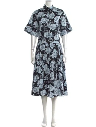 Pre-owned Beatrice B Floral Print Long Dress In Blue
