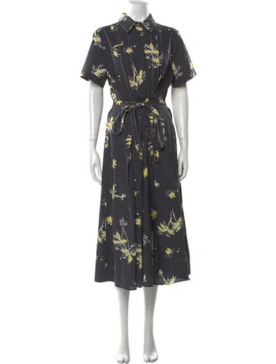 Pre-owned Beatrice B Floral Print Long Dress In Gray