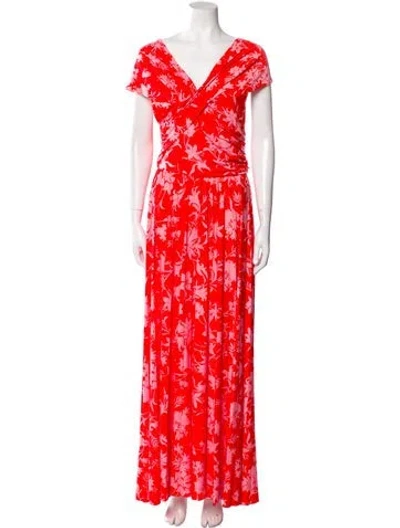 Pre-owned Beatrice B Floral Print Long Dress In Orange