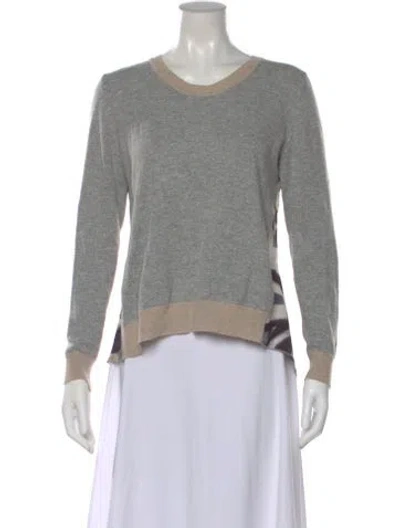 Pre-owned Beatrice B Graphic Print Crew Neck Sweater In Gray