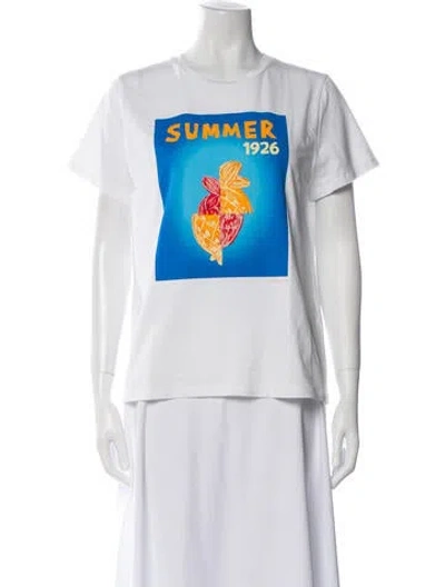 Pre-owned Beatrice B Graphic Print Crew Neck T-shirt In White