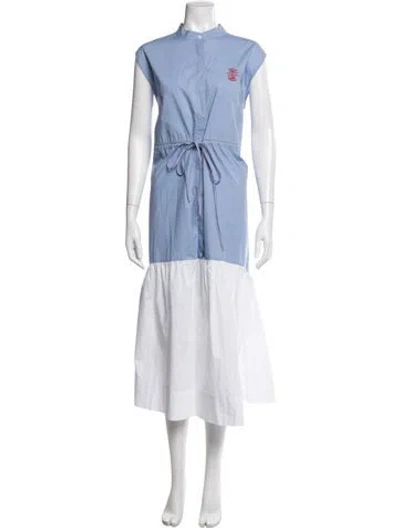 Pre-owned Beatrice B Graphic Print Long Dress In Blue