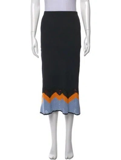 Pre-owned Beatrice B Graphic Print Midi Length Skirt In Black
