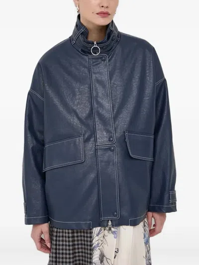 Beatrice B High-neck Snap-fastening Jacket In Blue