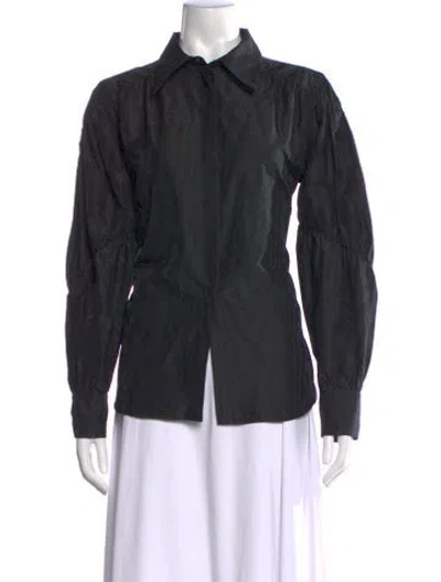 Pre-owned Beatrice B Long Sleeve Button-up Top In Black