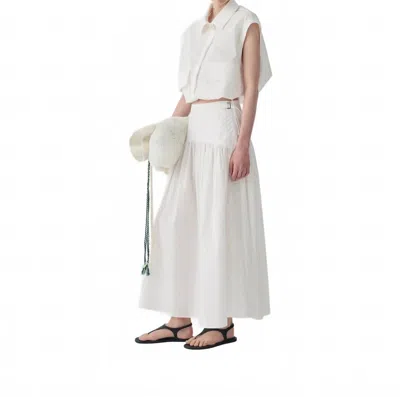 Beatrice B Midi Skirt With Side Buckles In White