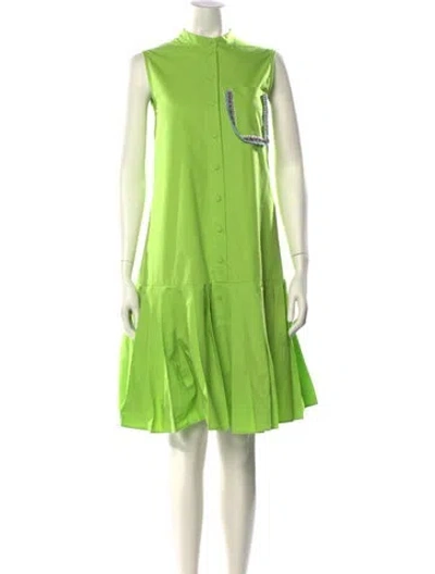 Pre-owned Beatrice B Mock Neck Knee-length Dress In Green