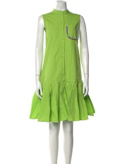Pre-owned Beatrice B Mock Neck Knee-length Dress In Green