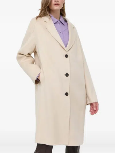 Beatrice B Notched-lapels Buttoned Coat In Neutral