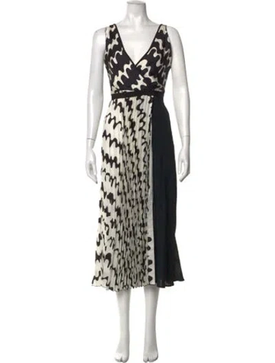 Pre-owned Beatrice B Patterned Midi Length Dress In Black