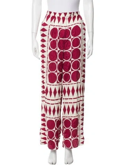 Pre-owned Beatrice B Patterned Wide Leg Pants In Red